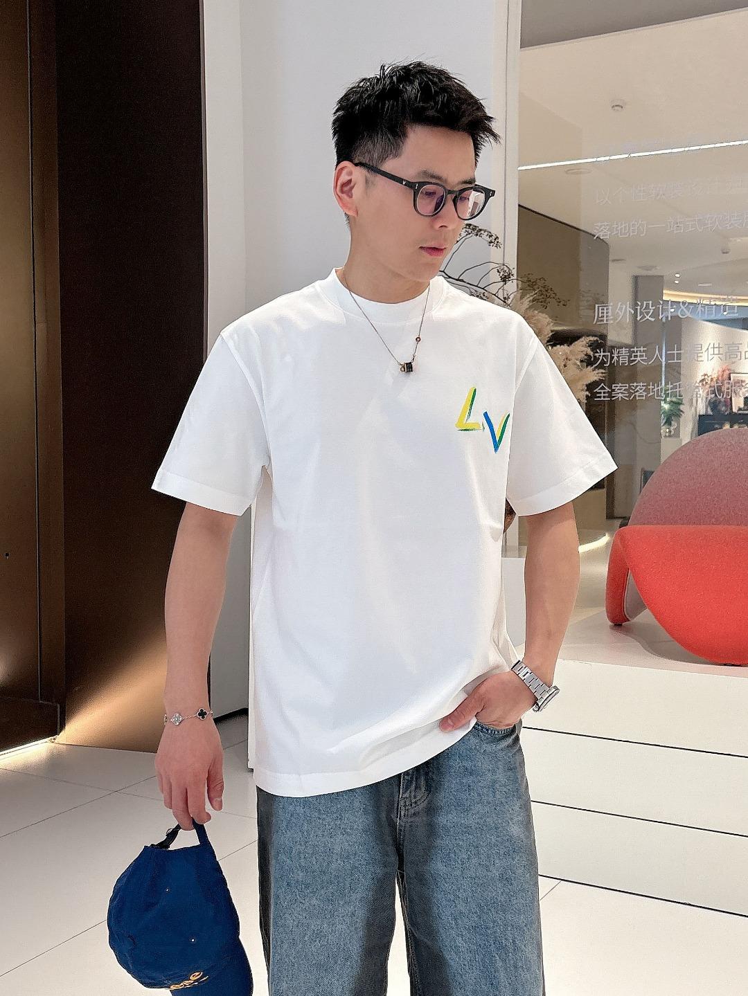 루이비통 코튼 라운드넥 반팔 티셔츠 (해외배송)