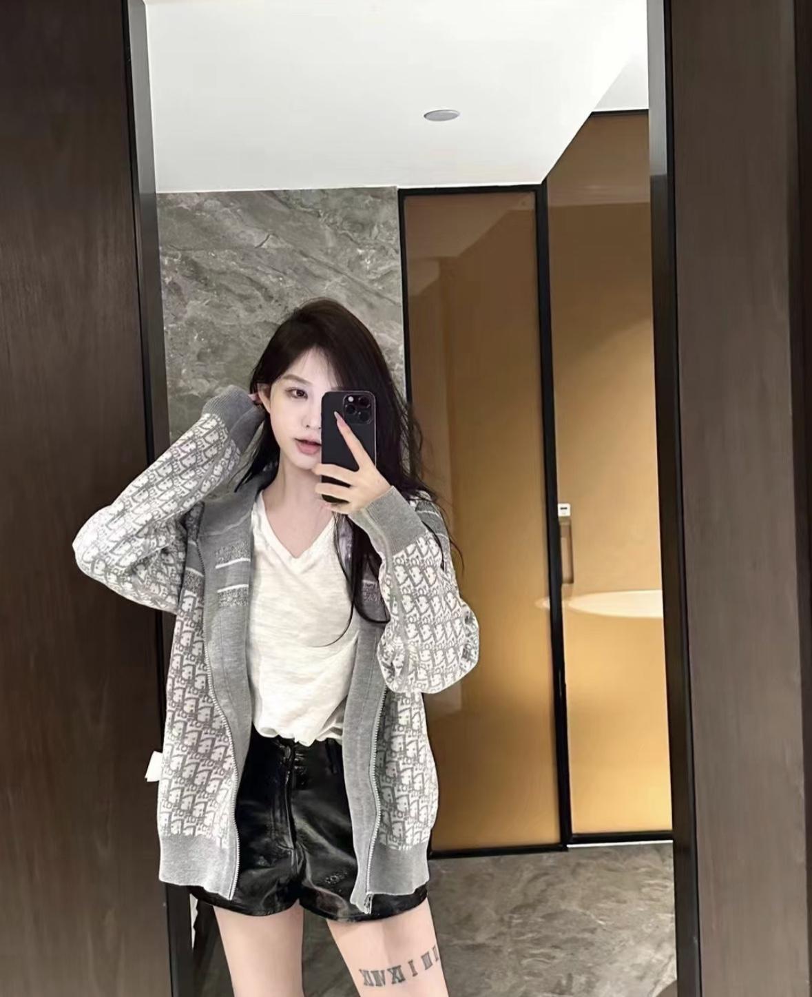 디올 더블페이스 캐시미어 올드플라워 로고 니트 재킷 (해외배송)