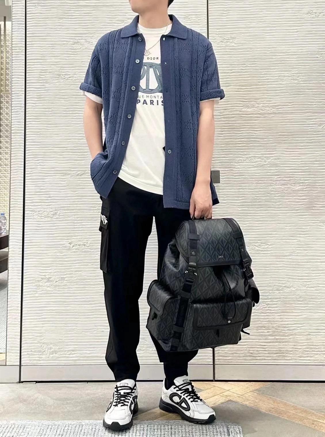 디올 라탄 홀로우 울 반팔 셔츠 (해외배송)