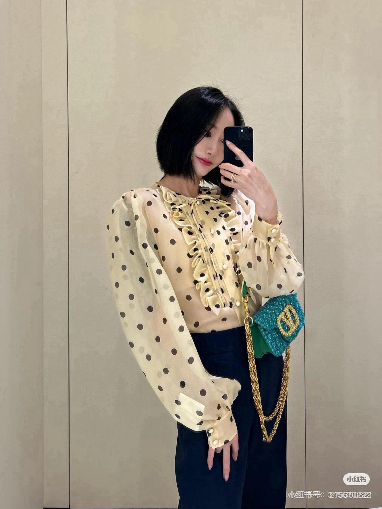 발렌티노 실크 폴카 도트 셔츠 (해외배송)