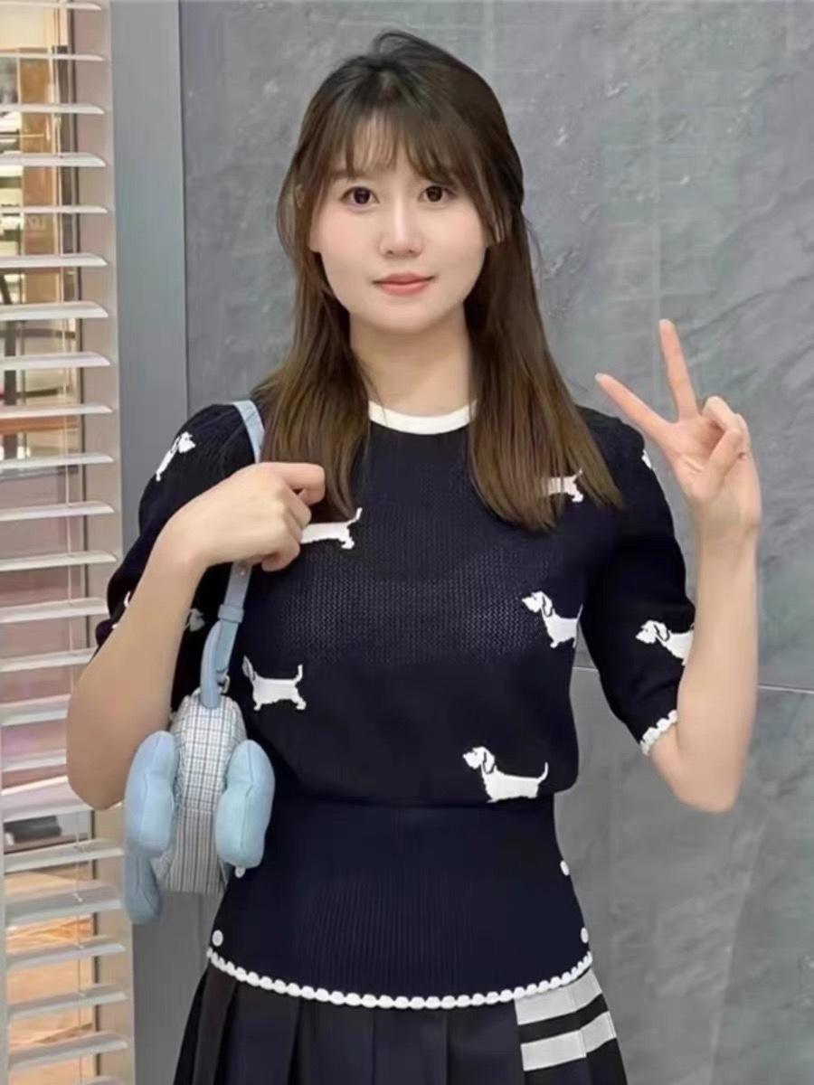 톰브라운 홀로우 자수 강아지 반팔 티셔츠 티 (해외배송)