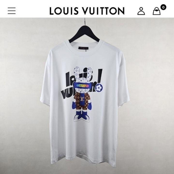 루이비통 수입 LV cow 프린팅 라운드 티셔츠 남여공용 화이트 (국내배송)