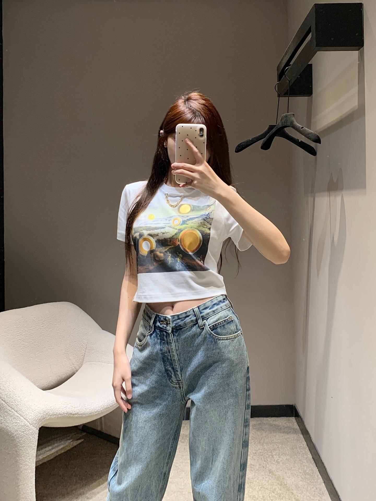 루이비통 페인팅 프린트 체인 반팔 티셔츠 (해외배송)