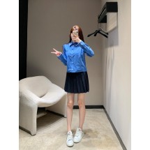미우미우 라펠 로고 자수 긴팔 셔츠 (해외배송)