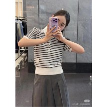 톰브라운 라펠 스트라이프 반팔 니트 (해외배송)