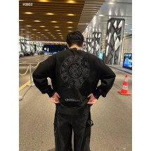 크롬하츠 홀스슈 자수 로고 패치 크루넥 맨투맨 티셔츠 (국내배송)