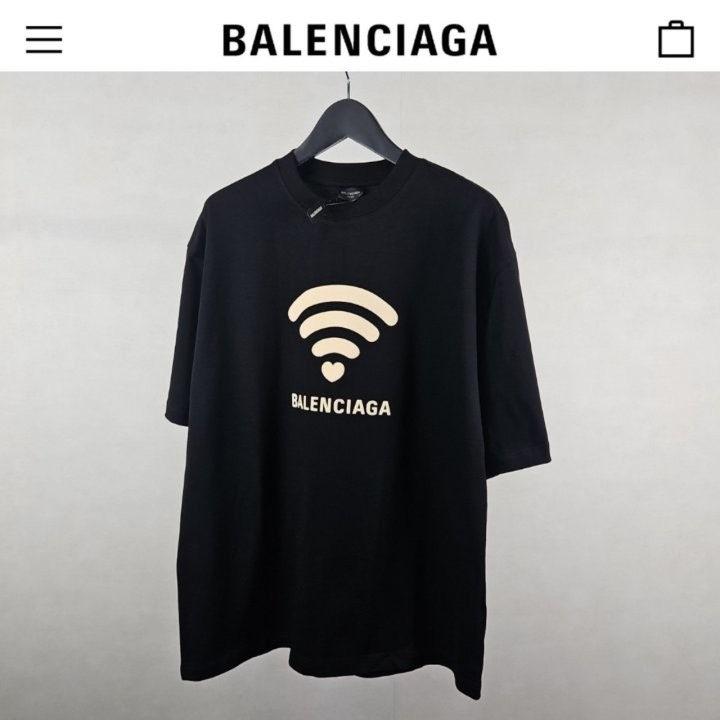 발렌시아가 wi-fi 라운드 티셔츠 남여공용 블랙 (국내배송)
