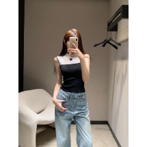 샤넬 25Ss 초봄 신상 스플라이스 하프 하이 칼라 니트 베스트 (해외배송)