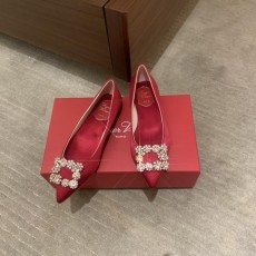 로저비비에 다이아몬드 버클 실크 플랫슈즈 (해외배송)