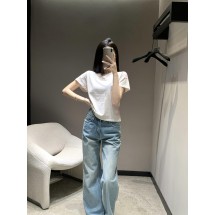 디올 레터 자수 라운드넥 플라잉 슬리브 티셔츠 (해외배송)
