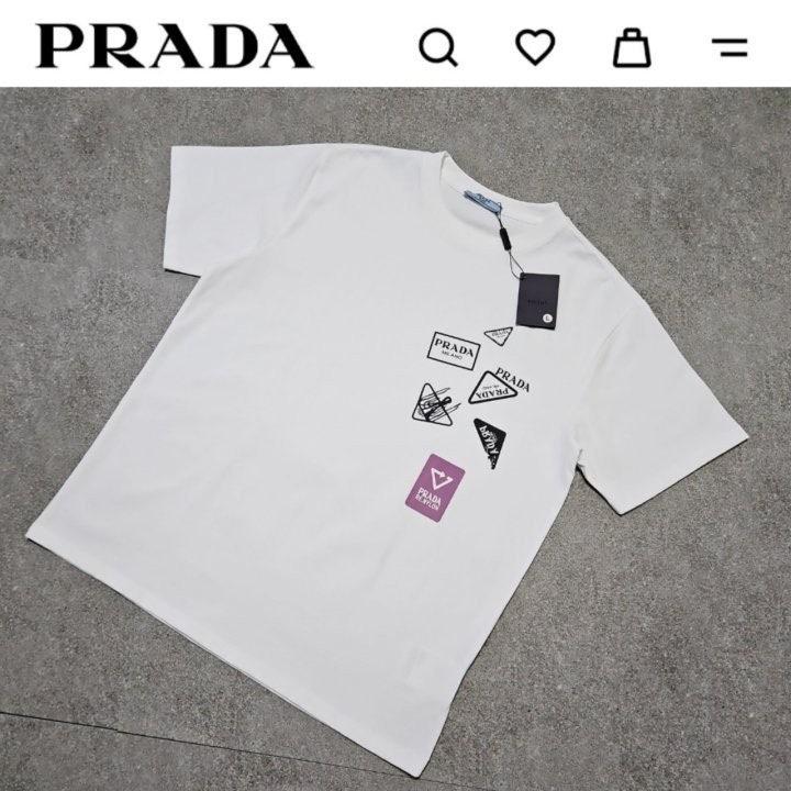 프라다 멀티로고 라운드 티셔츠 남여공용 화이트 (국내배송)