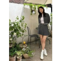미우미우 그리자유 블루종 자켓 & 플리츠 스커트 SET (국내배송)