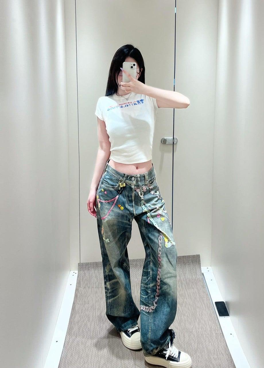 알렉산더왕 레터 로고 프린트 슬림핏 티셔츠 (해외배송)