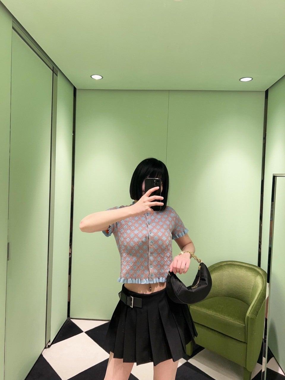 프라다 컬러 레이스 칼라 스몰 탑 (해외배송)