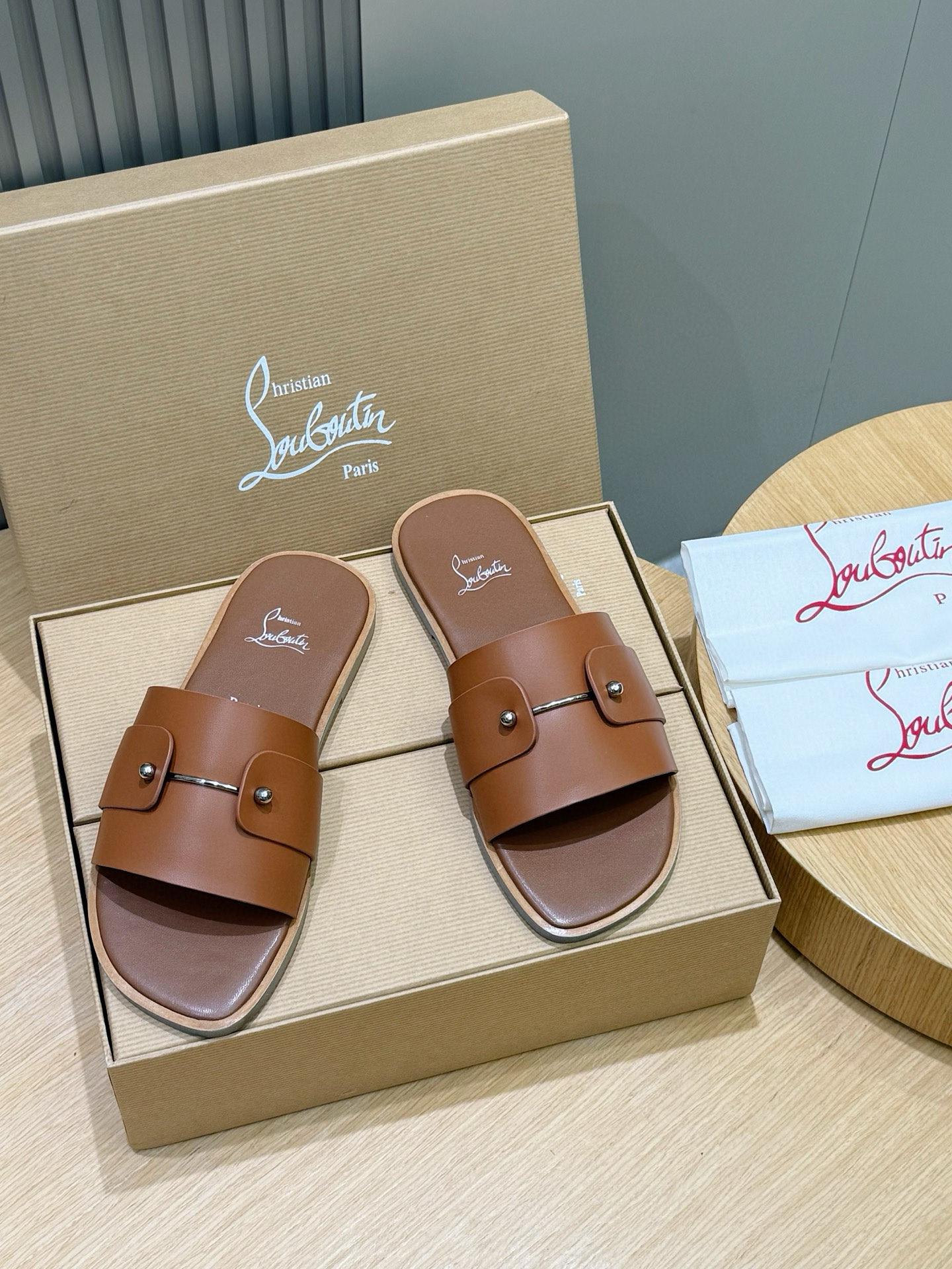 루부탱 남성 여름 가죽 슬리퍼 샌들 (해외배송)