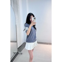 톰브라운 여성 니트 4줄 반팔 티셔츠 (해외배송)