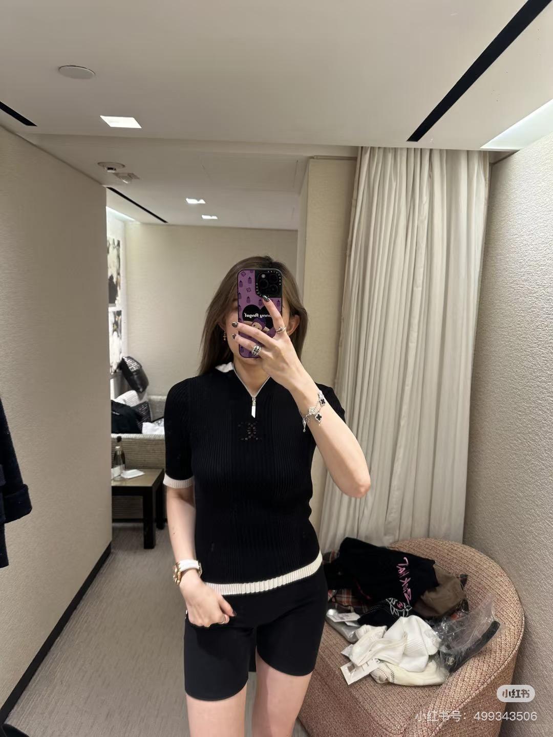 샤넬 25P 홀로우 하프슬리브 후드 반팔 2컬러 (정품급 해외배송)