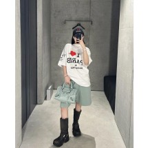 발렌시아가 민트 그린 자수 레터 반바지 (해외배송)