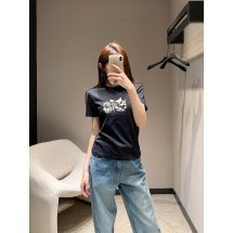 디올 25Ss 신상품 봄 여름 꽃 자수 스팽글 라운드넥 반팔 티셔츠 (해외배송)