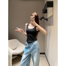 미우미우 25Ss 신상 봄 여름 레터 패치 라인스톤 조끼 (해외배송)