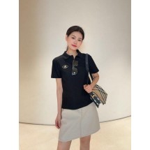 버버리 25Ss 신상품 봄 여름 자수 라펠 폴로 반팔 (해외배송)