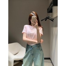 샤넬 자수 비즈 라운드넥 반팔 티셔츠 (해외배송)