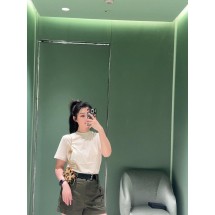 프라다 25SS 신상품 봄 여름 레터 프린트 라운드넥 반팔 티셔츠 (해외배송)