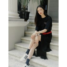 프라다 핑크 로고 오버핏 티셔츠 (국내배송)