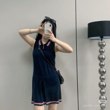 톰브라운 25 봄/여름 최신 라펠 슬리브리스 니트 드레스 (해외배송)