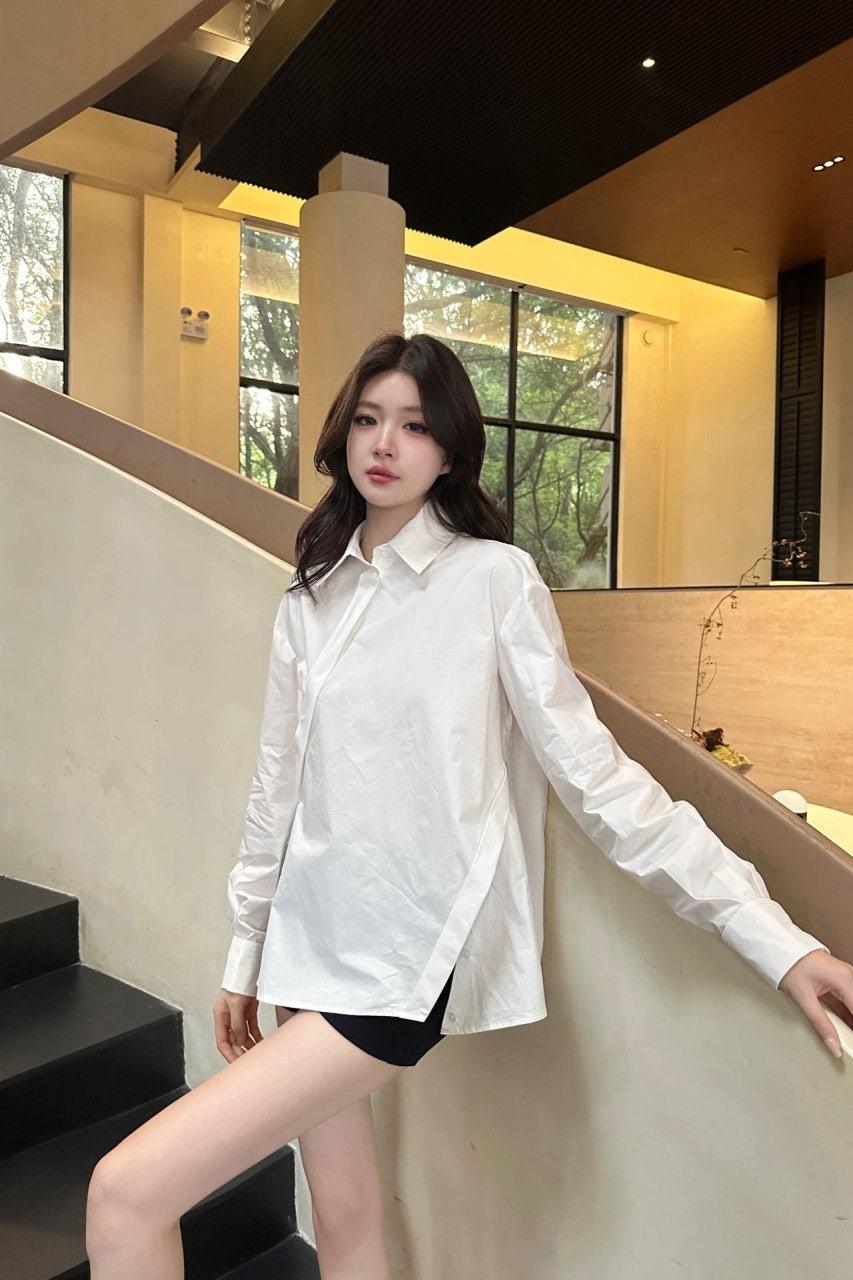 디올 사선 단추 디자인 셔츠 (해외배송)
