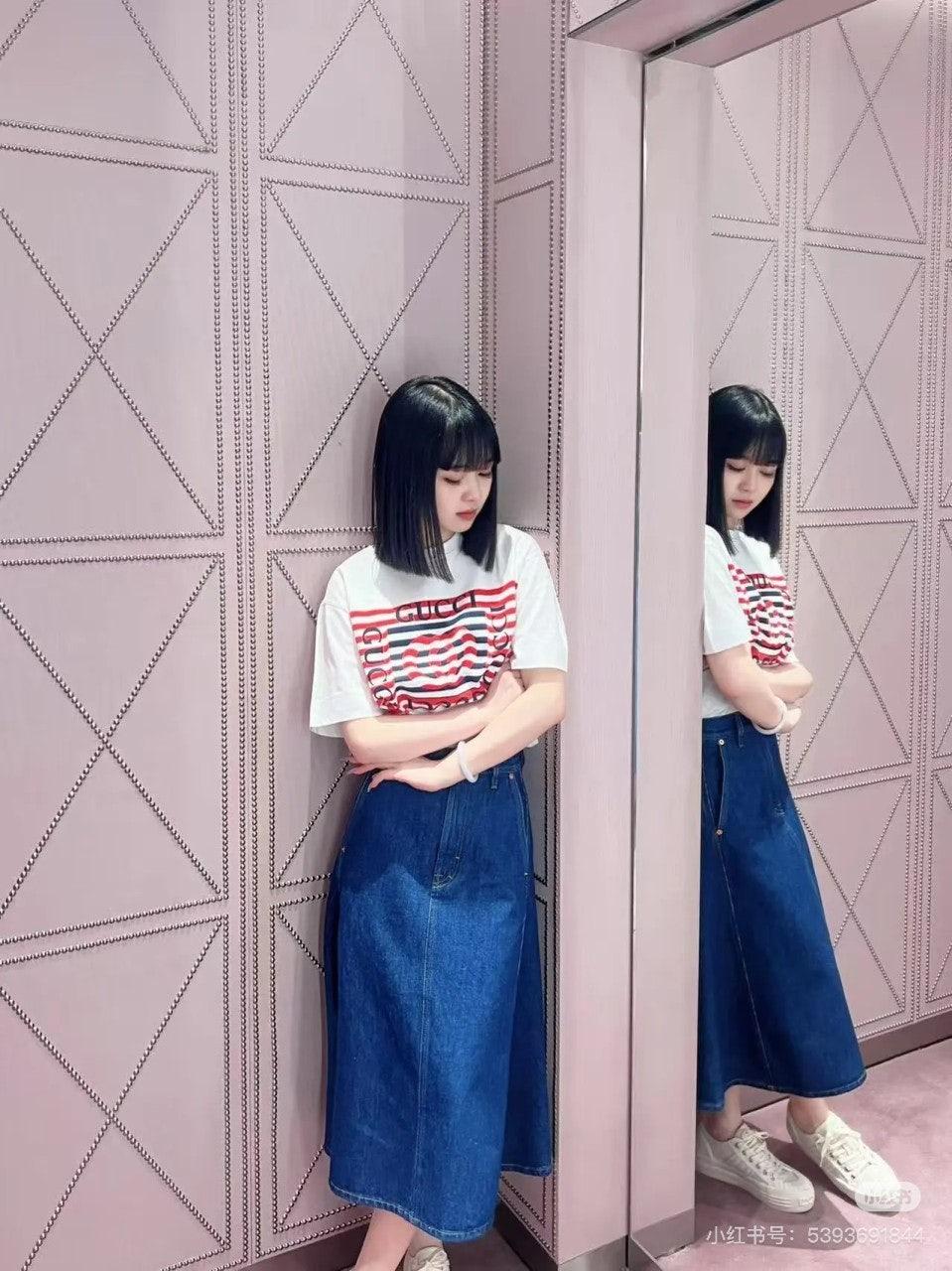 구찌 레드 웨이브 프린트 라운드넥 반팔 (정품급 해외배송)