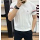 몽클레어 옴므 삼선 반팔 라운드 니트 (국내배송)