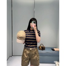 미우미우 2025SS 컬러블록 니트 스트라이프 반팔 (정품급 해외배송)