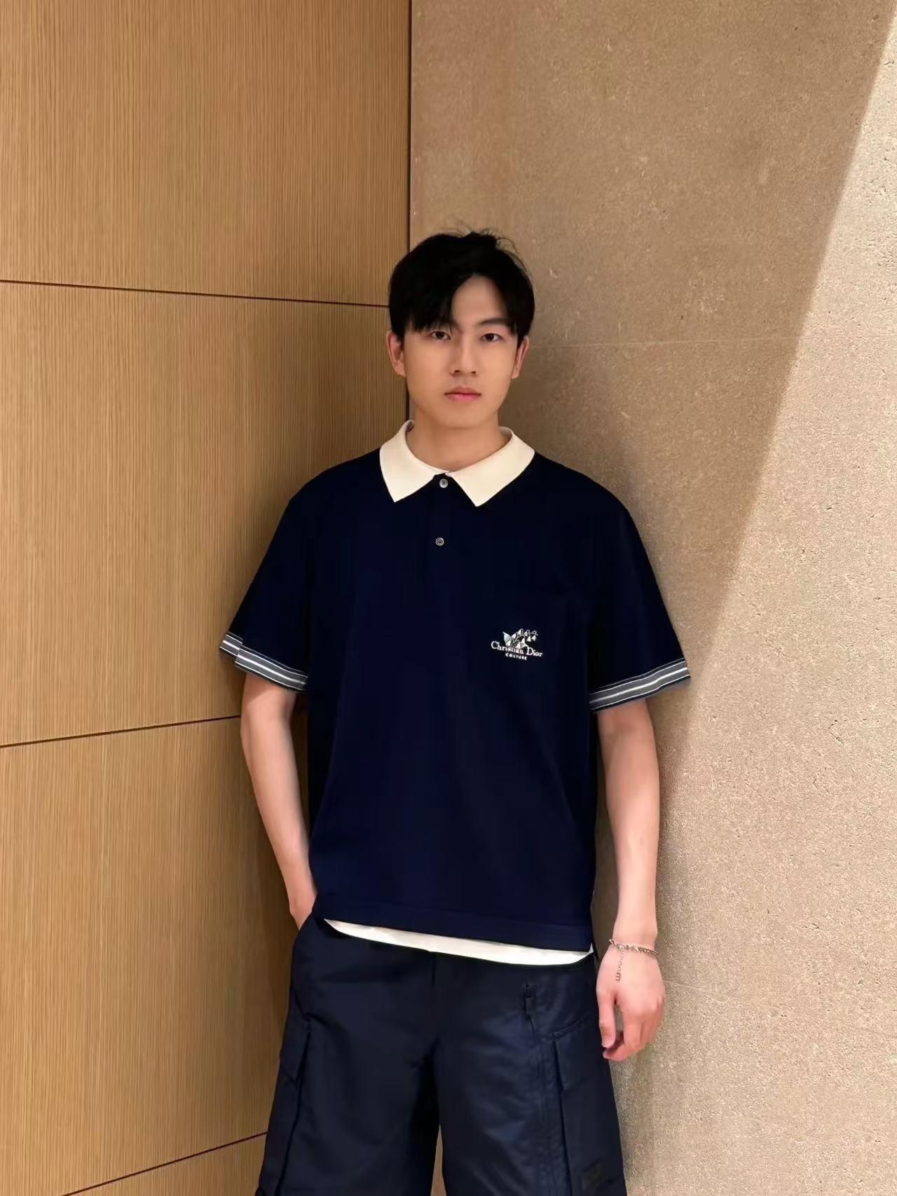 디올 CD 25SS 은방울꽃 자수 코튼 저지 폴로 반팔 (정품급 해외배송)