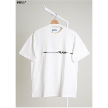 프라다 자수 라인 로고 클래식 코튼 저지 티셔츠 (국내배송)