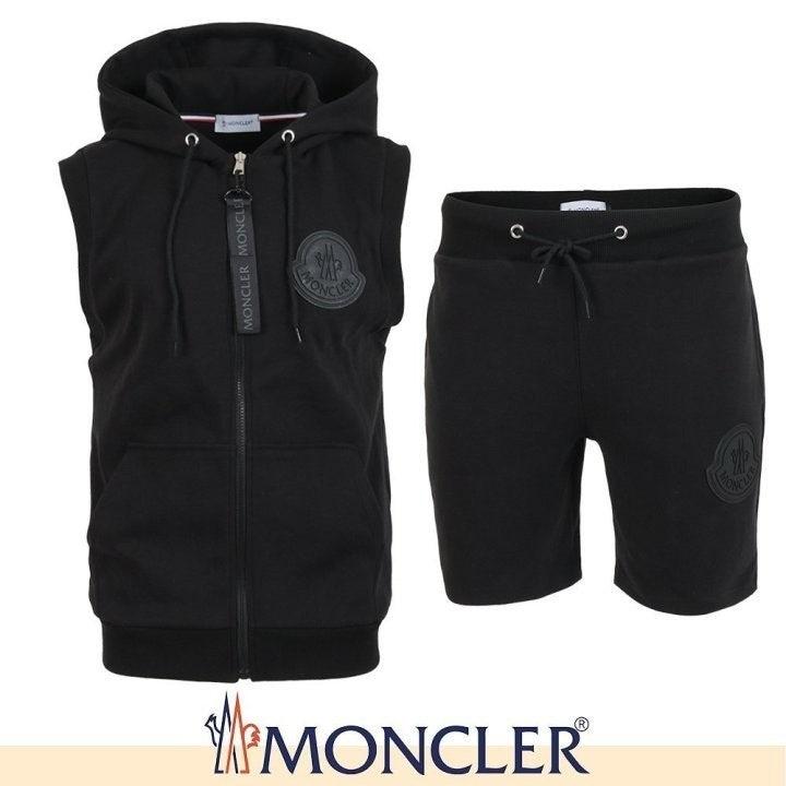 몽클레어 빅로고 민소매 후드집업 & 반바지 세트 (국내배송)