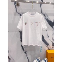 오프화이트 신상 드로잉 레터링로고 시그니처 라운드 반팔 (국내배송)