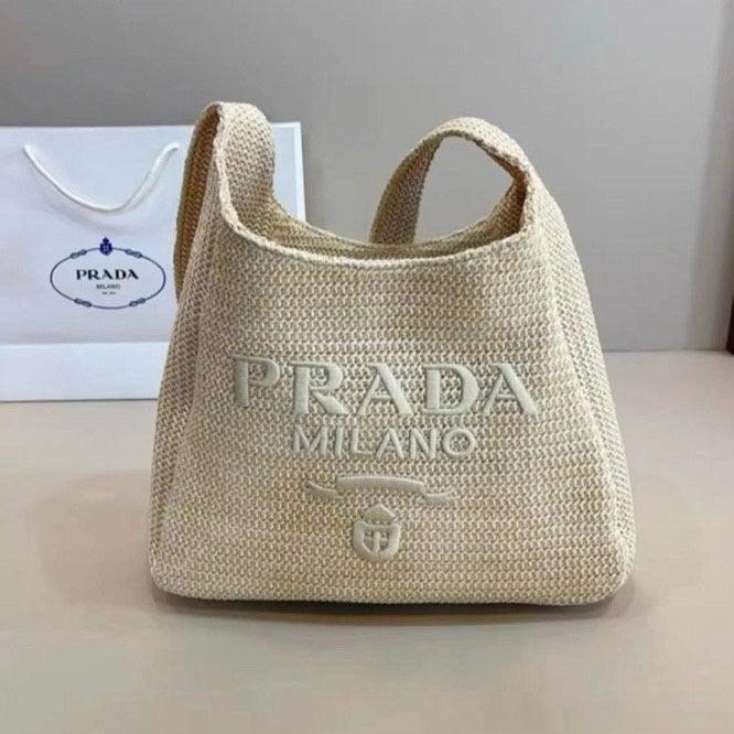 프라다 크로셰 내츄럴 라피아 숄더백 (국내배송)