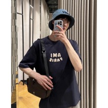 아미 25SS 자수 레터 반팔 티셔츠 (정품급 해외배송)