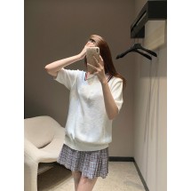 미우미우 컬리지 스타일 폴로 칼라 스트라이프 스웨터 (해외배송)