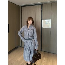 미우미우 인텔렉추얼 마이크로 로고 플레드 긴팔 셔츠 (해외배송)