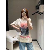 발렌시아가 시티 프린트 워싱 디스트레스드 반팔 (해외배송)