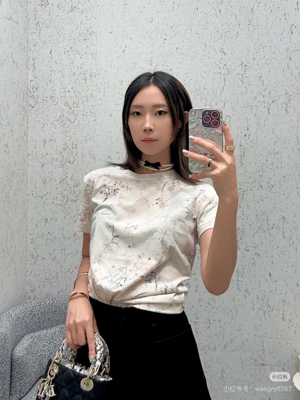 디올 레트로풍 프린트 반팔 (해외배송)
