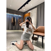 버버리 베어 자수 플레드 패치 코튼 루즈 반팔 (해외배송)