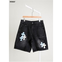 크롬하츠 레더 세메테리 패치 오버사이즈드 버뮤다 데님 팬츠 (국내배송)