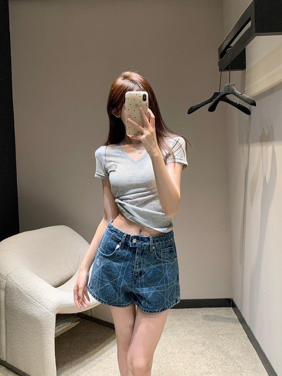 디올 자수 벌 데님 반바지 (해외배송)