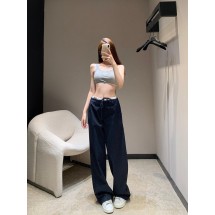미우미우 마이크로 로고 데코 스트랩 텐셀 데님 팬츠 (해외배송)