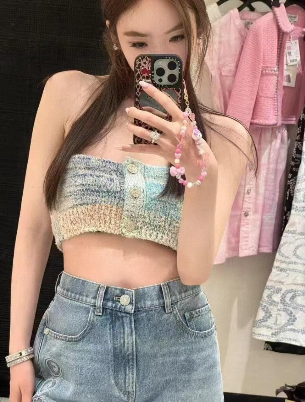샤넬 헤비듀티 콘트라스팅 니트 튜브탑 (해외배송)