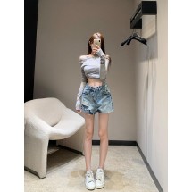 로에베 핫 다이아몬드 비즈 립 데님 쇼츠 (해외배송)