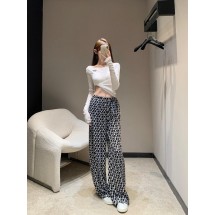 발렌티노 레터 프린트 엘라스틱 허리 와이드 레그 팬츠 (해외배송)